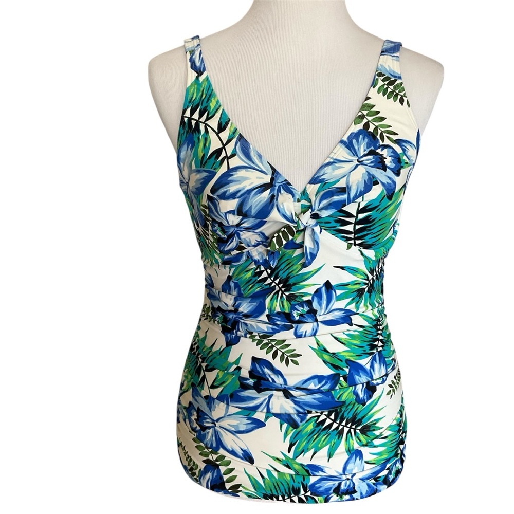 Coco Reef Tropical Blue and Green Floral Women's Tankini Top 32/34D
